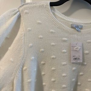Cream Sweater with Polka Dot Detail